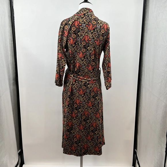 Metropolitan Museum of Art Dress Womens Small Medium Blue Gold Floral Wrap Robe - Picture 7 of 13